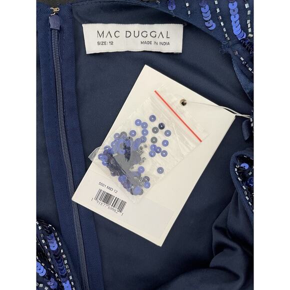 Mac Duggal Dress 5501 Midnight Blue Sequins Gown Size 12 $598 - Picture 10 of 10